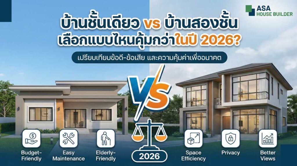 บ้านชั้นเดียว vs บ้านสองชั้น