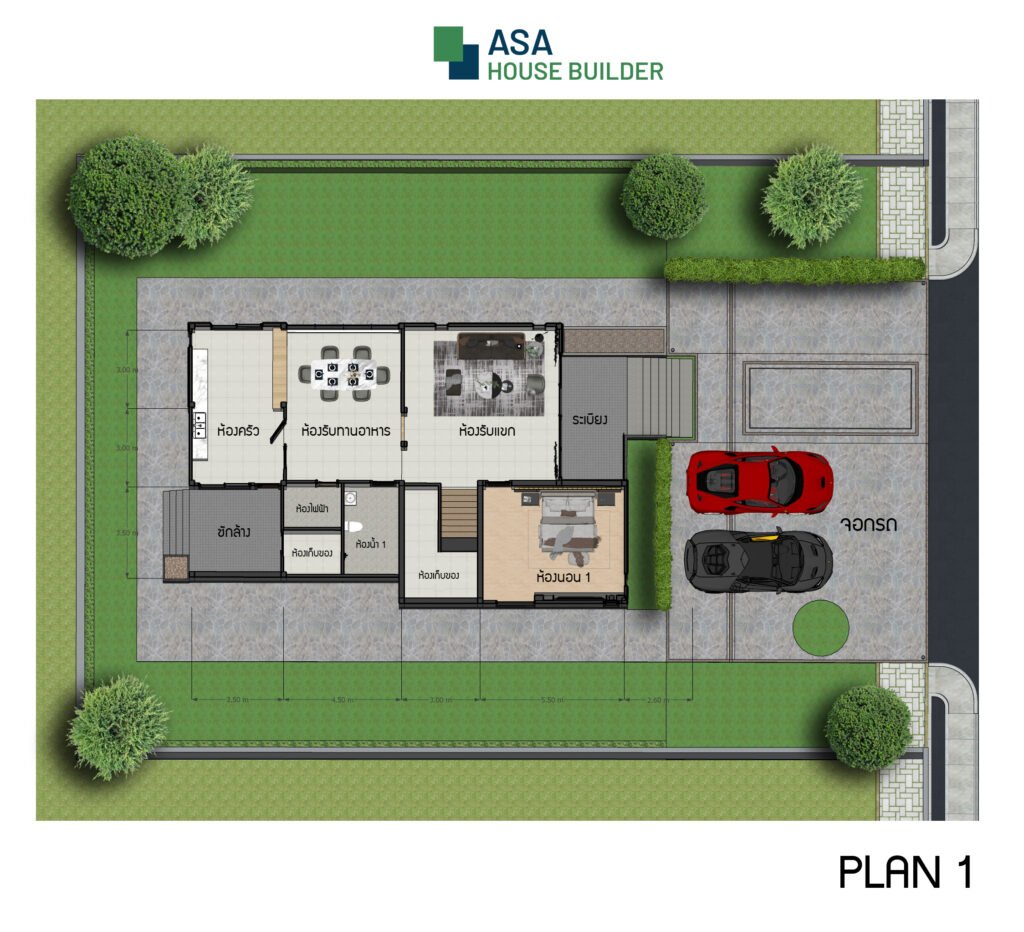 แบบบ้าน 2 ชั้น ASA-MD02 ชั้น 1