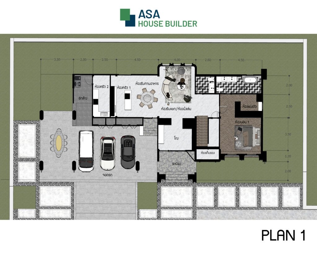 แบบบ้าน 2 ชั้น ASA-CS03 ชั้นที่ 1