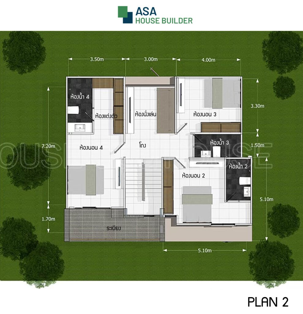 แบบบ้าน 2 ชั้น ASA-ND03 ชั้น 2
