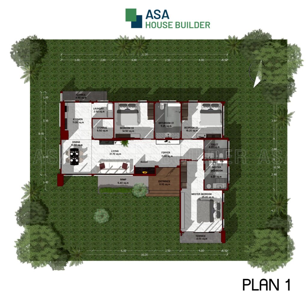 แบบบ้านชั้นเดียว ASA-MD04
