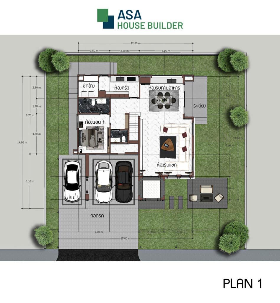 แบบบ้าน 2 ชั้น ASA-CT01 ชั้น 1